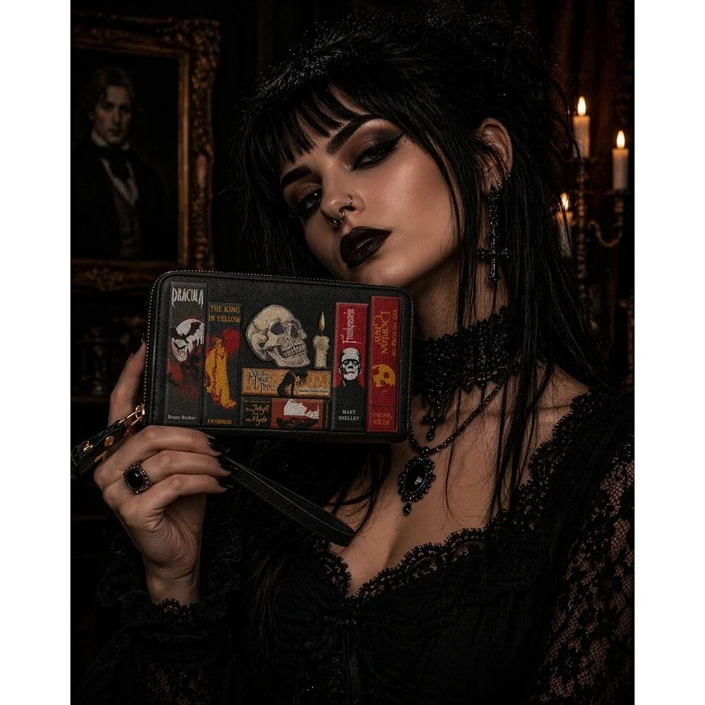 This Codex of Gothic Tales Leather Wallet Horror Goth Halloween Literature New‎
